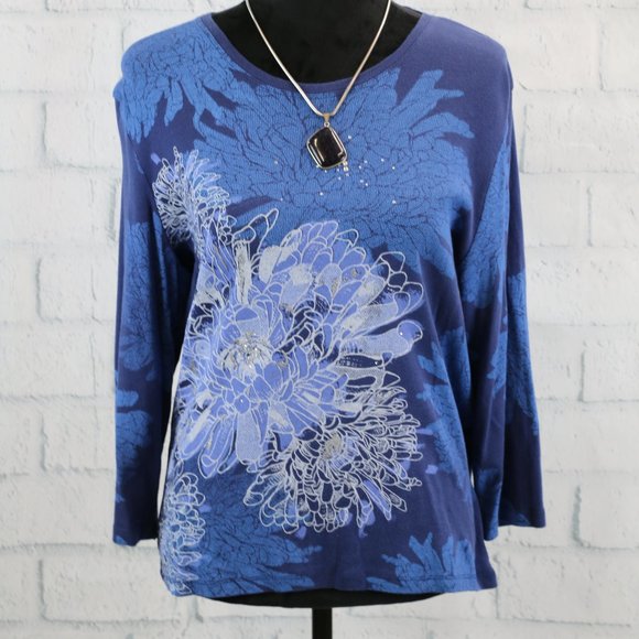 Nicole Miller Tops - Nicole Miller New York Blue Floral Top